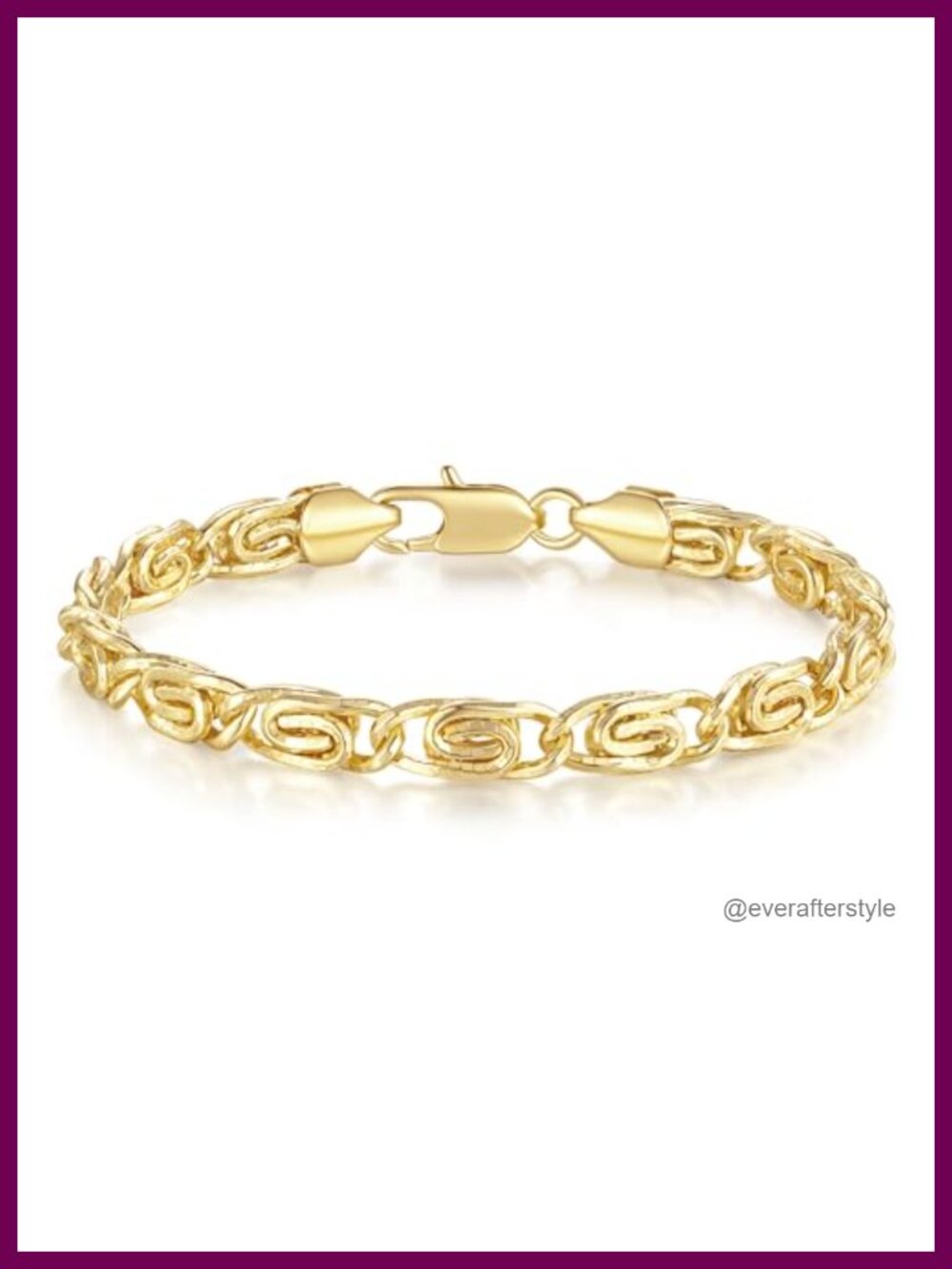 14k Gold Plated Snake Charm Bracelet 7mm Chain Unisex 7in